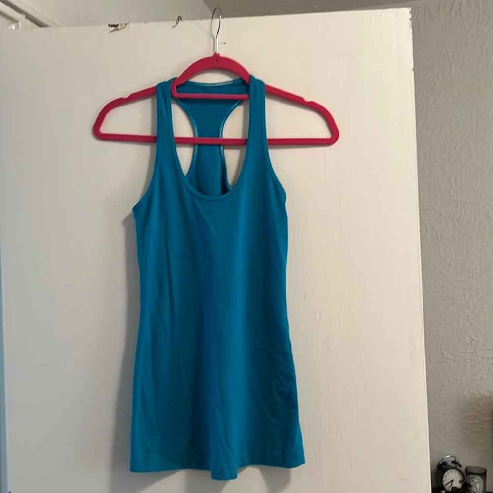 Lululemon Cool Racerback Tank Top Size 4 Turquoise Blue Athletic Yoga Running